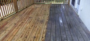 wood deck cleaning, pressure washing, before and after