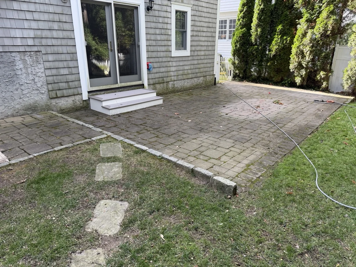 Brick Patio Power Washing In Rye, Ny - Amazing Before &Amp; After Results Before power washing - Rye NY brick patio